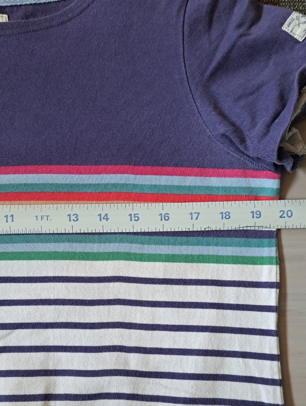 Joules Riviera Rainbow Stripe Cotton Shift T-Shirt Dress Nautical Comfy Causal - Picture 9 of 12